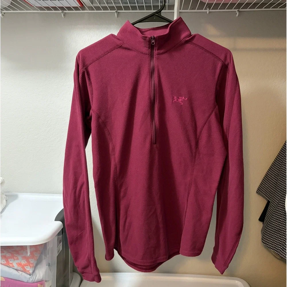ARC'TERYX Rho AR Zip Neck Fleece Pullover Base Layer Berry MEDIUM - Picture 2 of 6